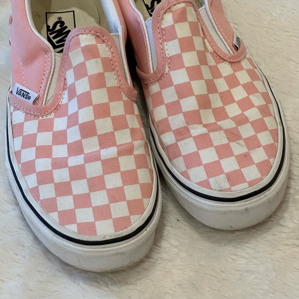 Vans Pink and White Checkered Kids Sneakers - Picture 6 of 8